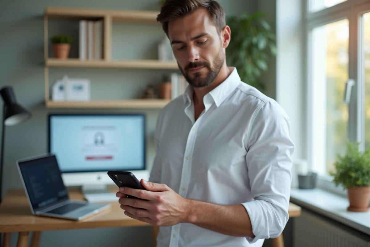 Utilisateur sécurisant sa connexion à l'espace académique de Clermont-Ferrand avec une double authentification sur smartphone
