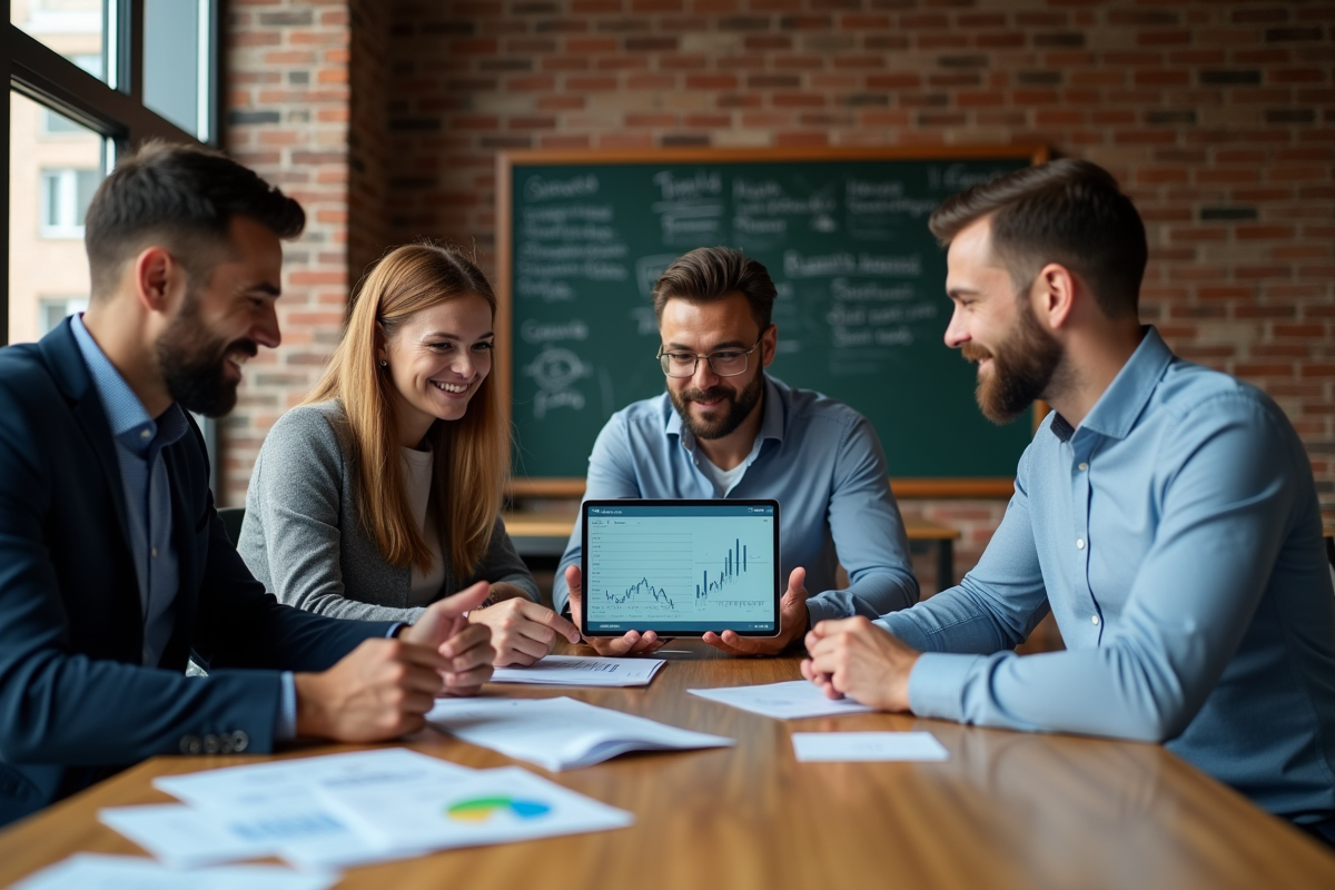Groupe de collègues discutant d