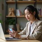Femme travaillant sur son ordinateur dans un bureau moderne