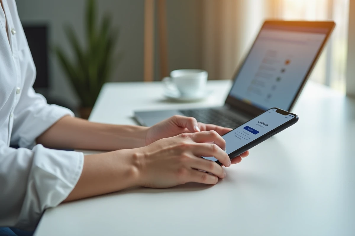 Gros plan sur des mains saisissant un mot de passe pour se connecter à l'ENT UDL depuis un mobile