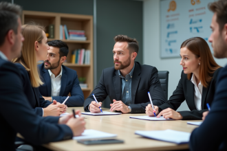 Groupe de professionnels en formation en centre français