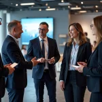 Groupe de professionnels souriants lors d'une conférence à Paris
