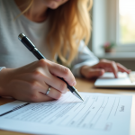 Jeune adulte remplissant un formulaire d'inscription à la formation conduite
