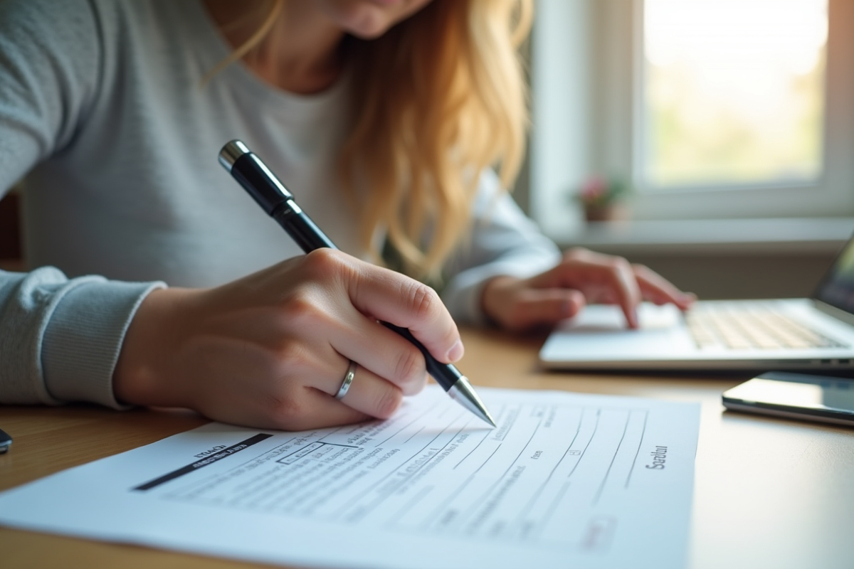 Jeune adulte remplissant un formulaire d'inscription à la formation conduite