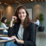Jeune femme professionnelle dans un espace coworking moderne