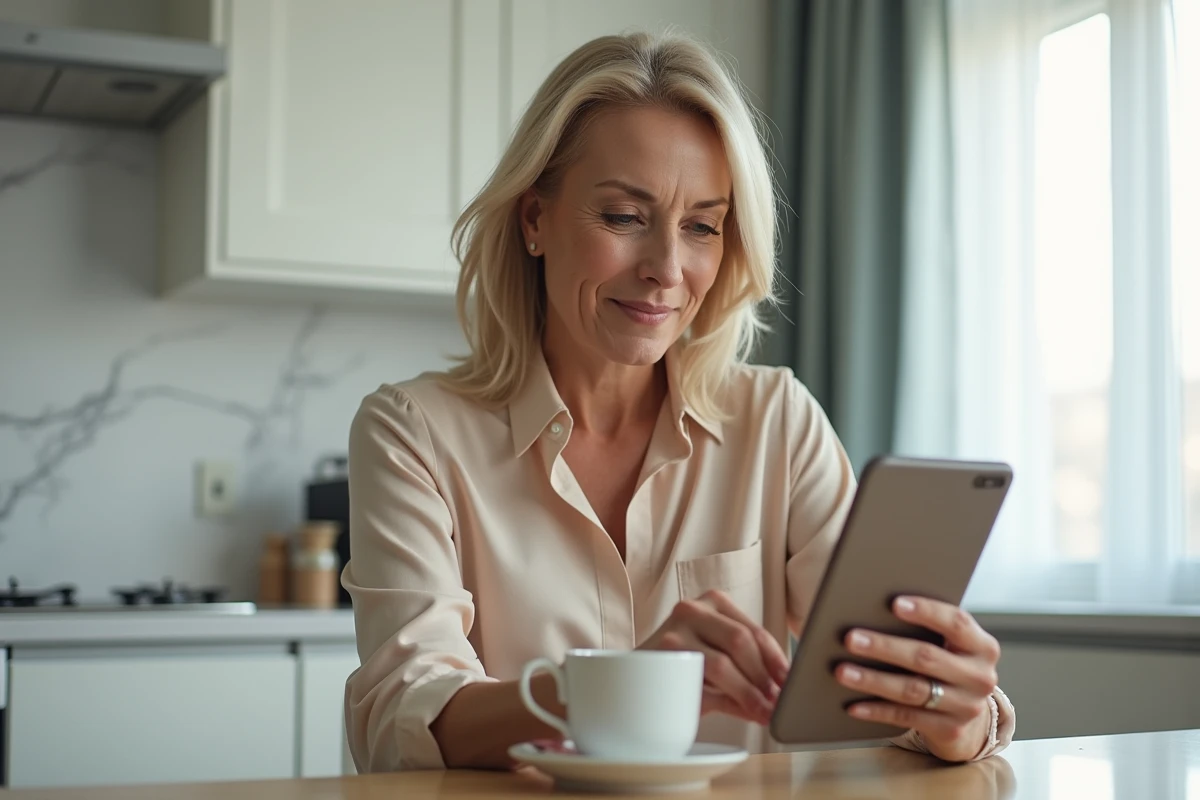 Parent ou administratrice consultant l'ENT OZE 92 sur smartphone et tablette à domicile